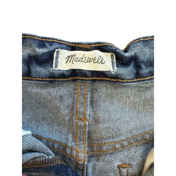Madewell The Perfect Jean Short Size 26 Raw Hem Distressed Logo Denim - Picture 3 of 9